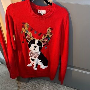 Poof! Red Holiday Dog Sweater